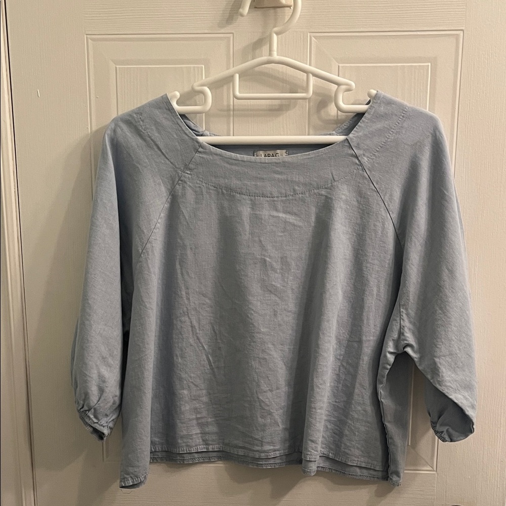 Cropped linen with balloon sleeves